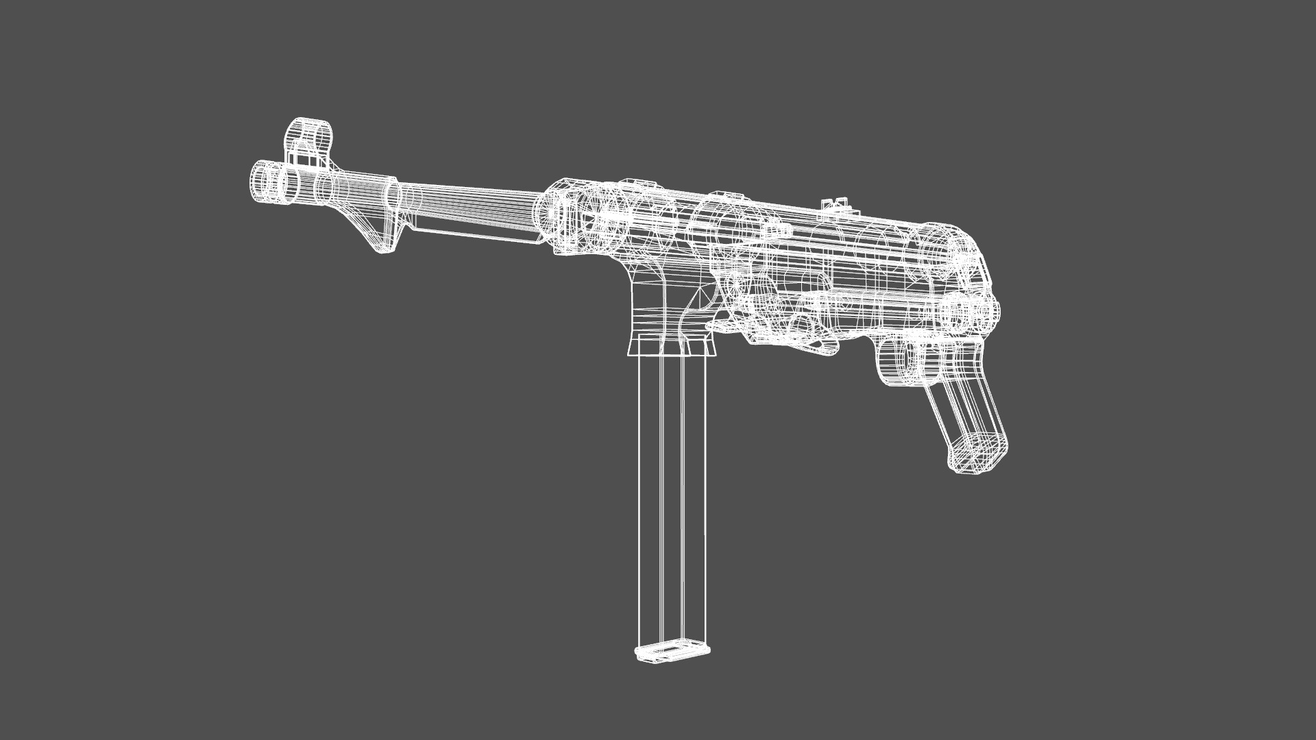 MP 40 WW2 Submachine gun Low-poly 3D model_10