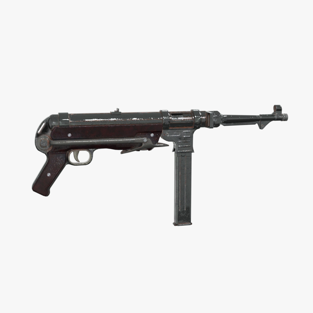 MP 40 WW2 Submachine gun Low-poly 3D model_6