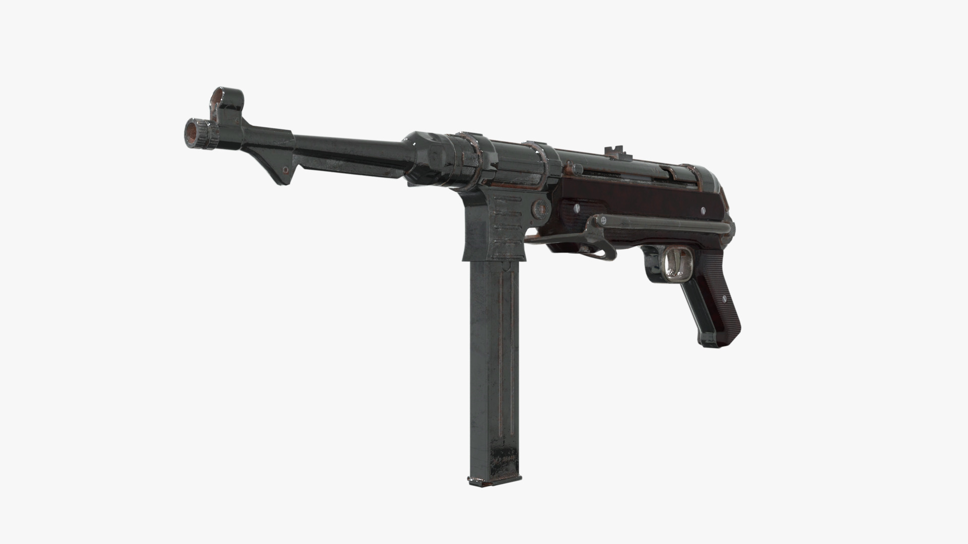 MP 40 WW2 Submachine gun Low-poly 3D model_5