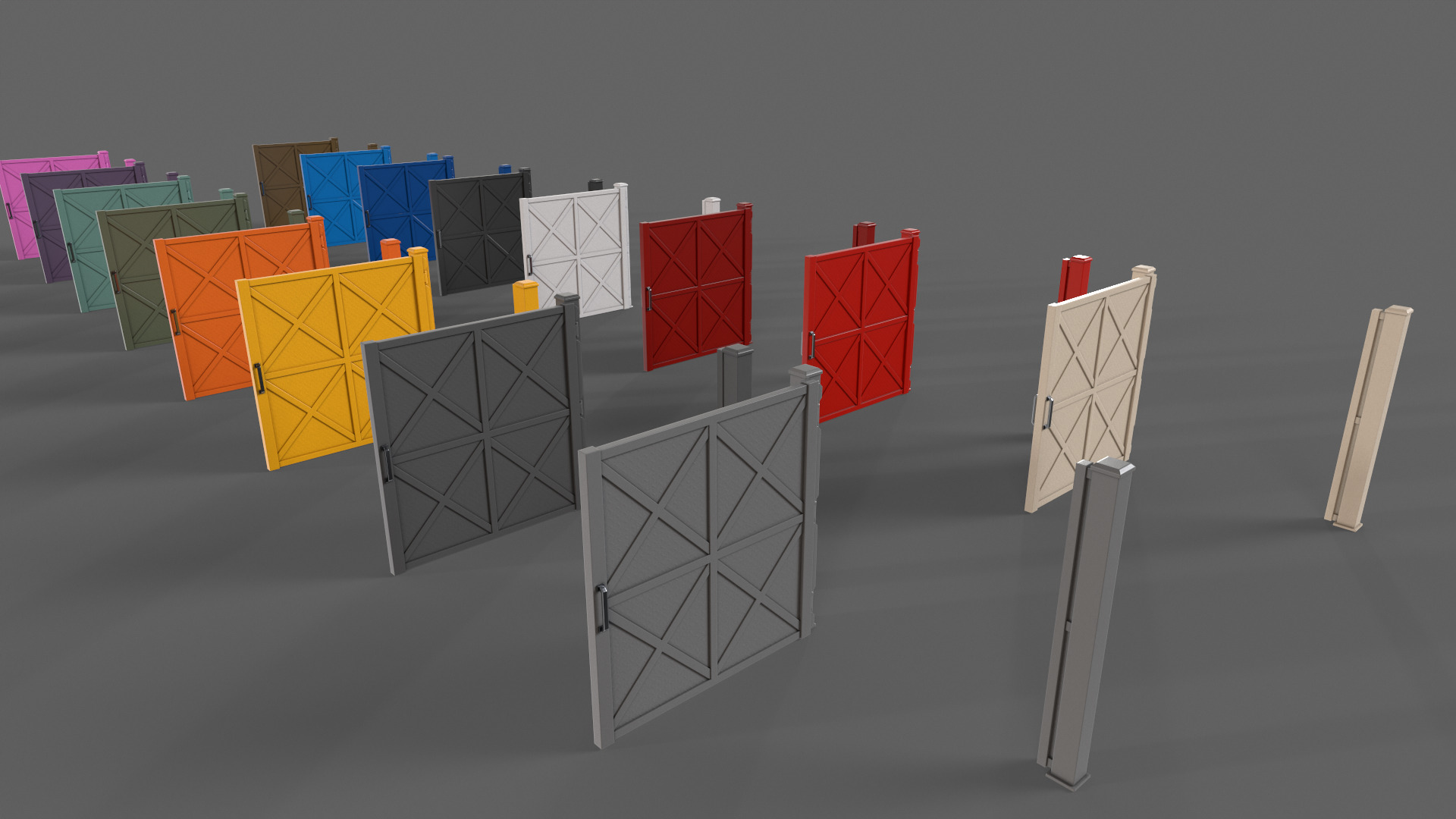 PBR Metal Gate A1 Low-poly 3D model_7
