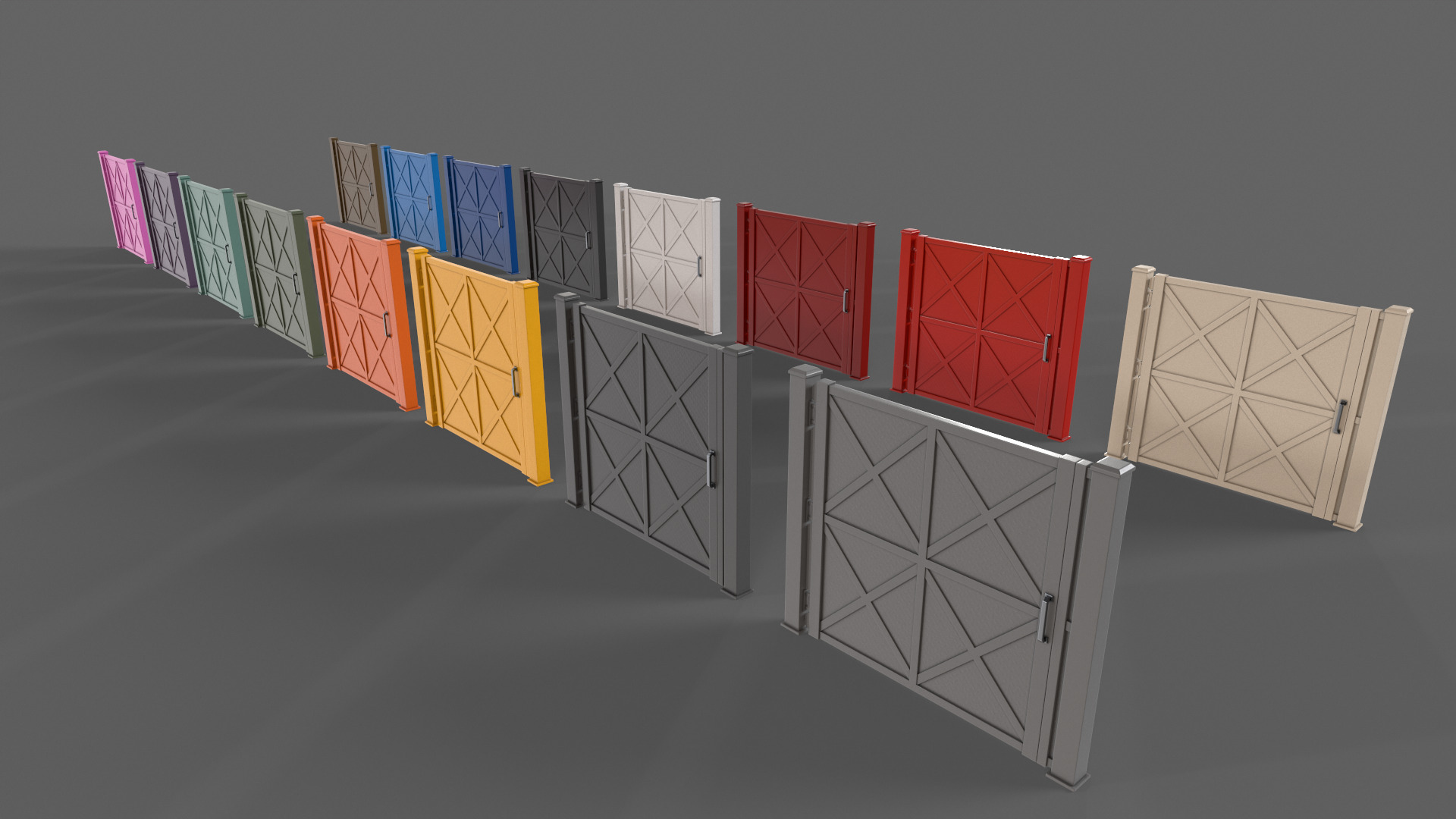 PBR Metal Gate A1 Low-poly 3D model_6