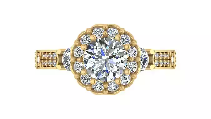  Vintage-Inspired Halo Diamond Engagement Ring