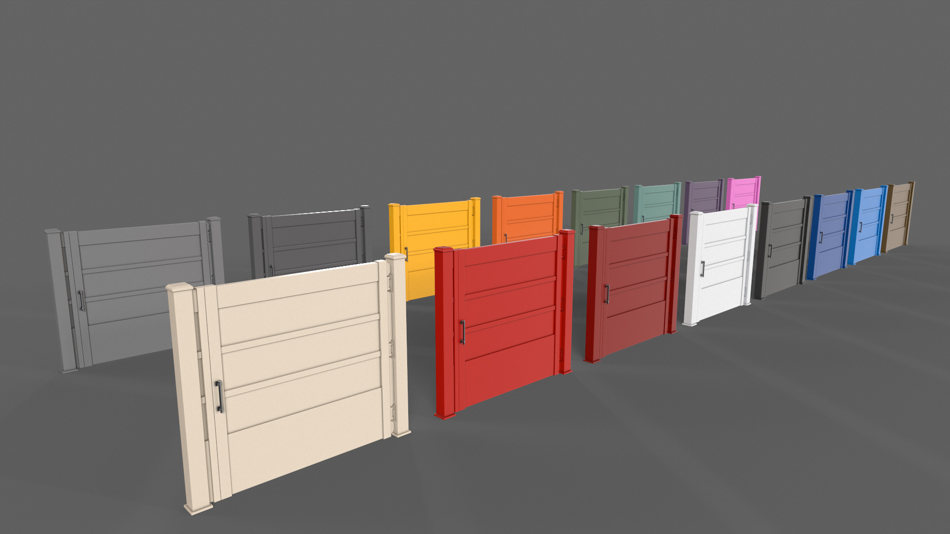 PBR Metal Gate A2 Low-poly 3D model_4