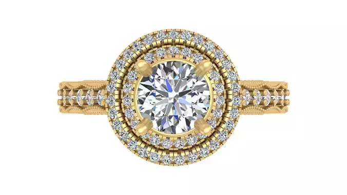  Vintage and Inspired Double Halo Diamond Engagement Ring 