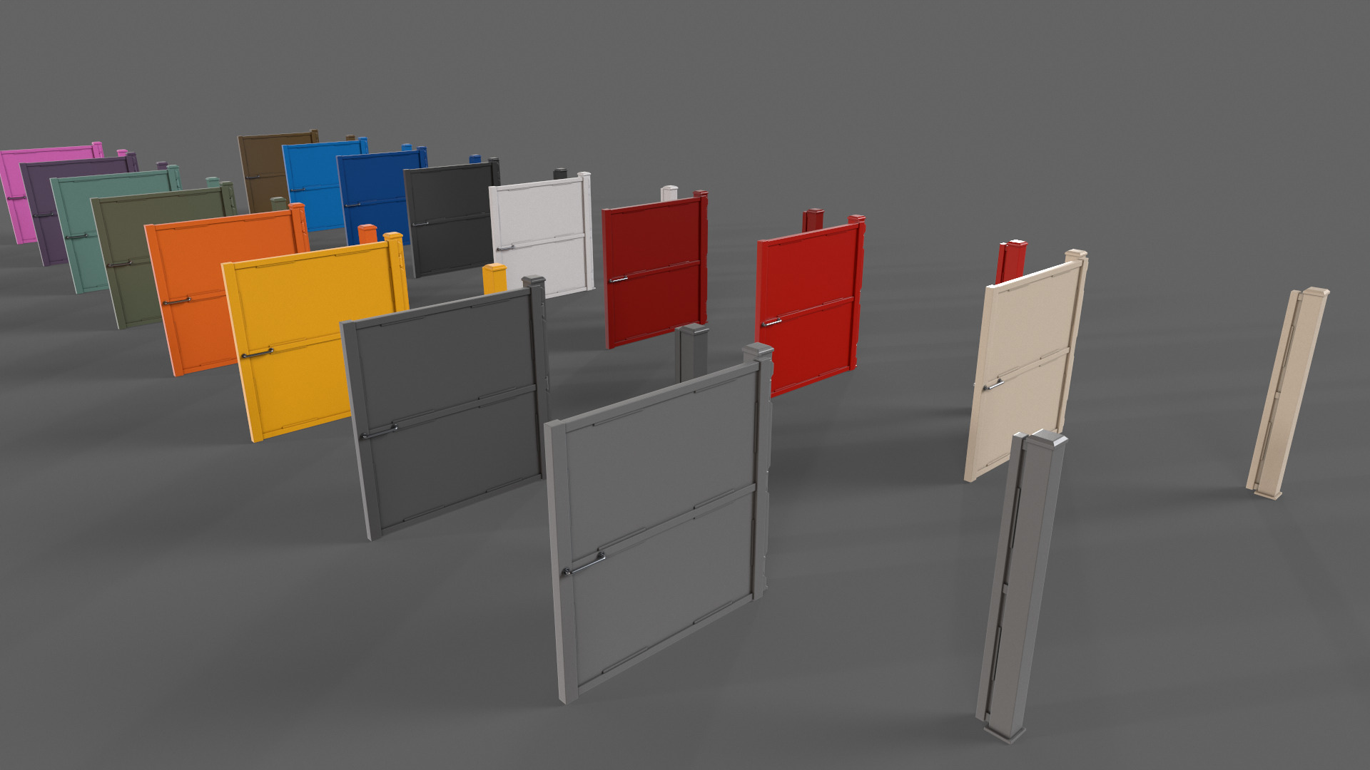 PBR Metal Gate A3 Low-poly 3D model_7