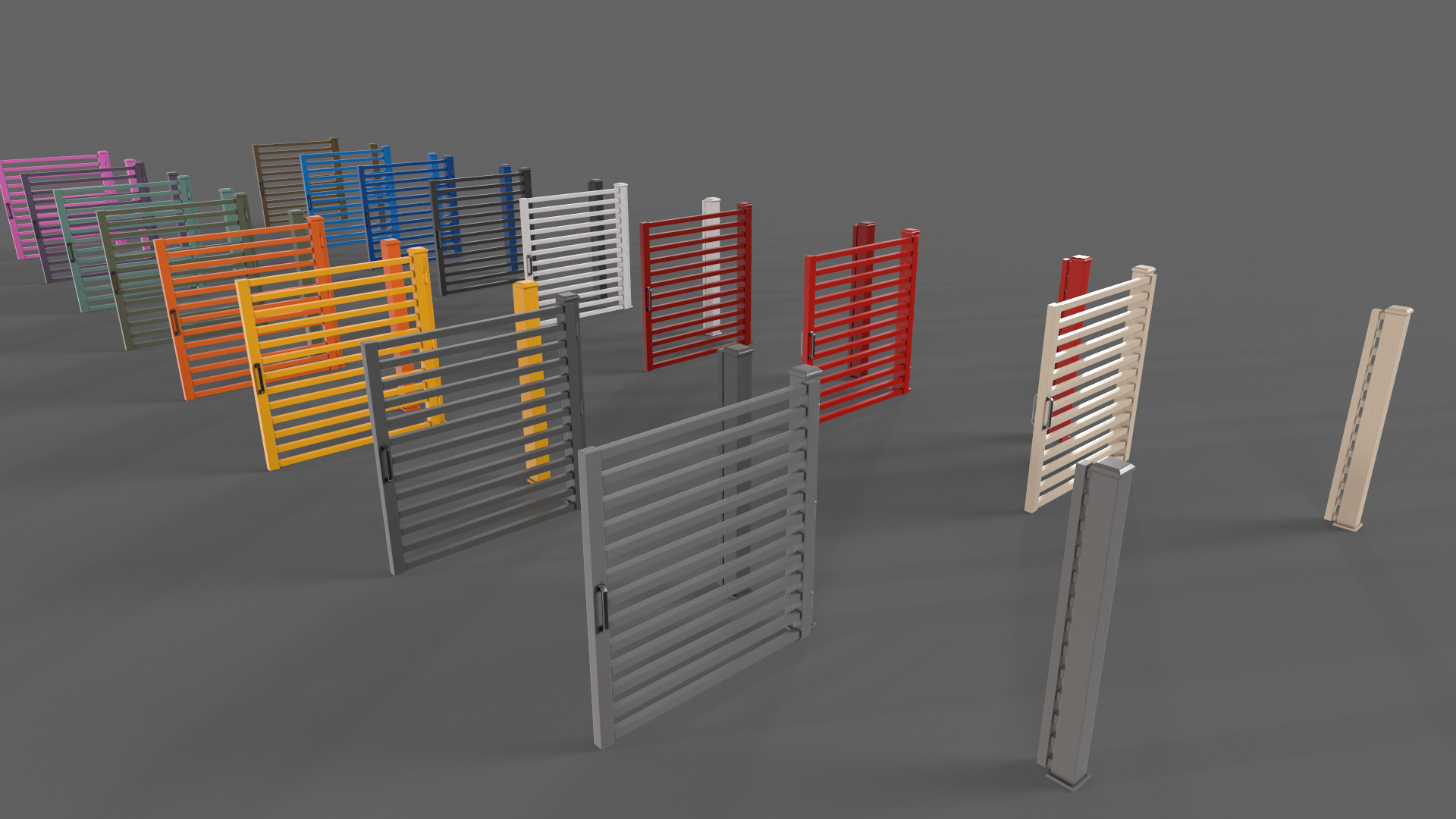PBR Metal Gate A4 Low-poly 3D model_7