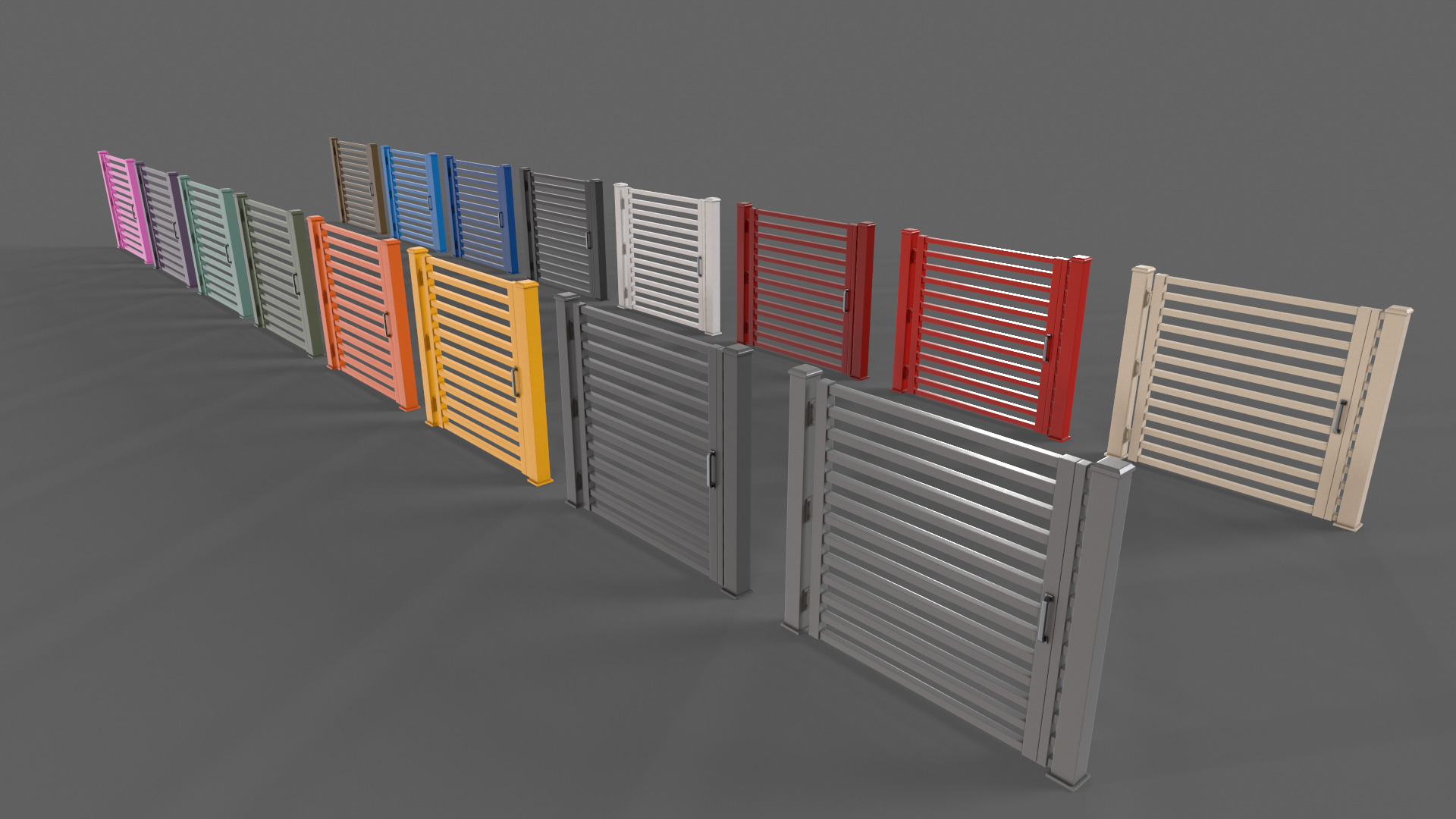 PBR Metal Gate A4 Low-poly 3D model_6