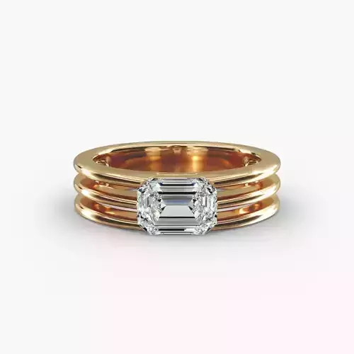 Gold Ridged Dome Solitaire Engagement Ring 3D print model
