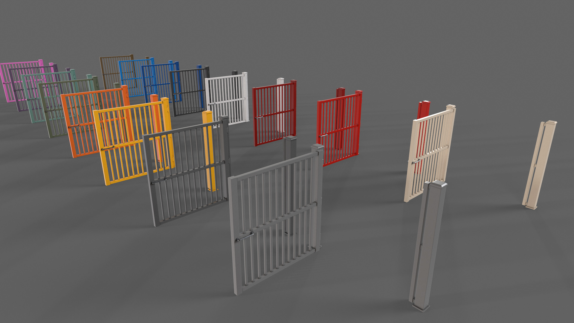 PBR Metal Gate A6 Low-poly 3D model_7
