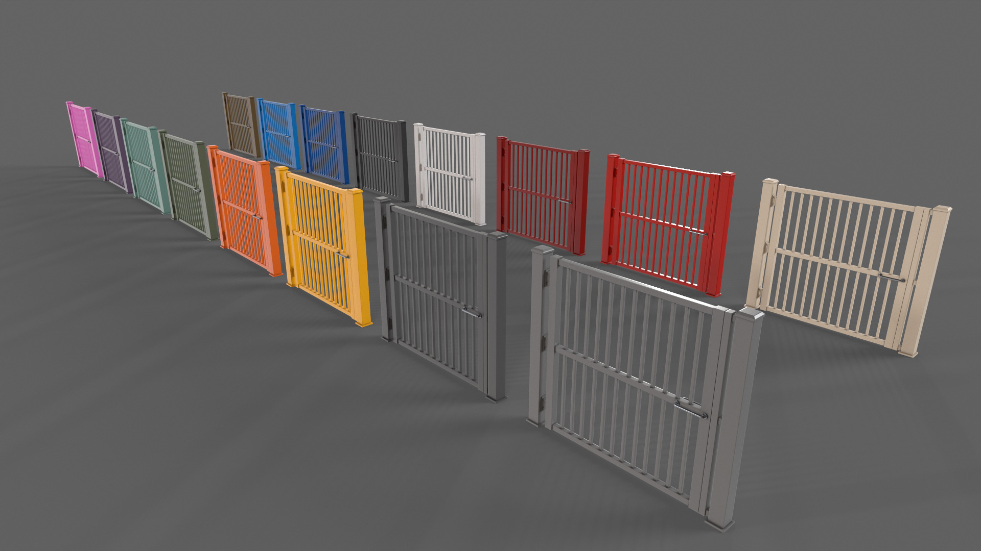 PBR Metal Gate A6 Low-poly 3D model_6