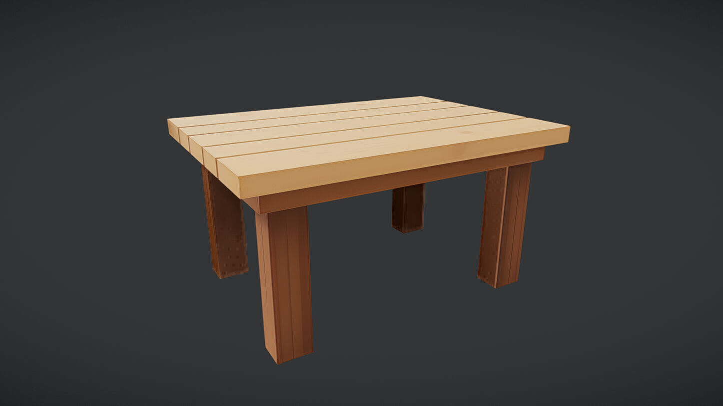 wooden coffee table 3D model_4