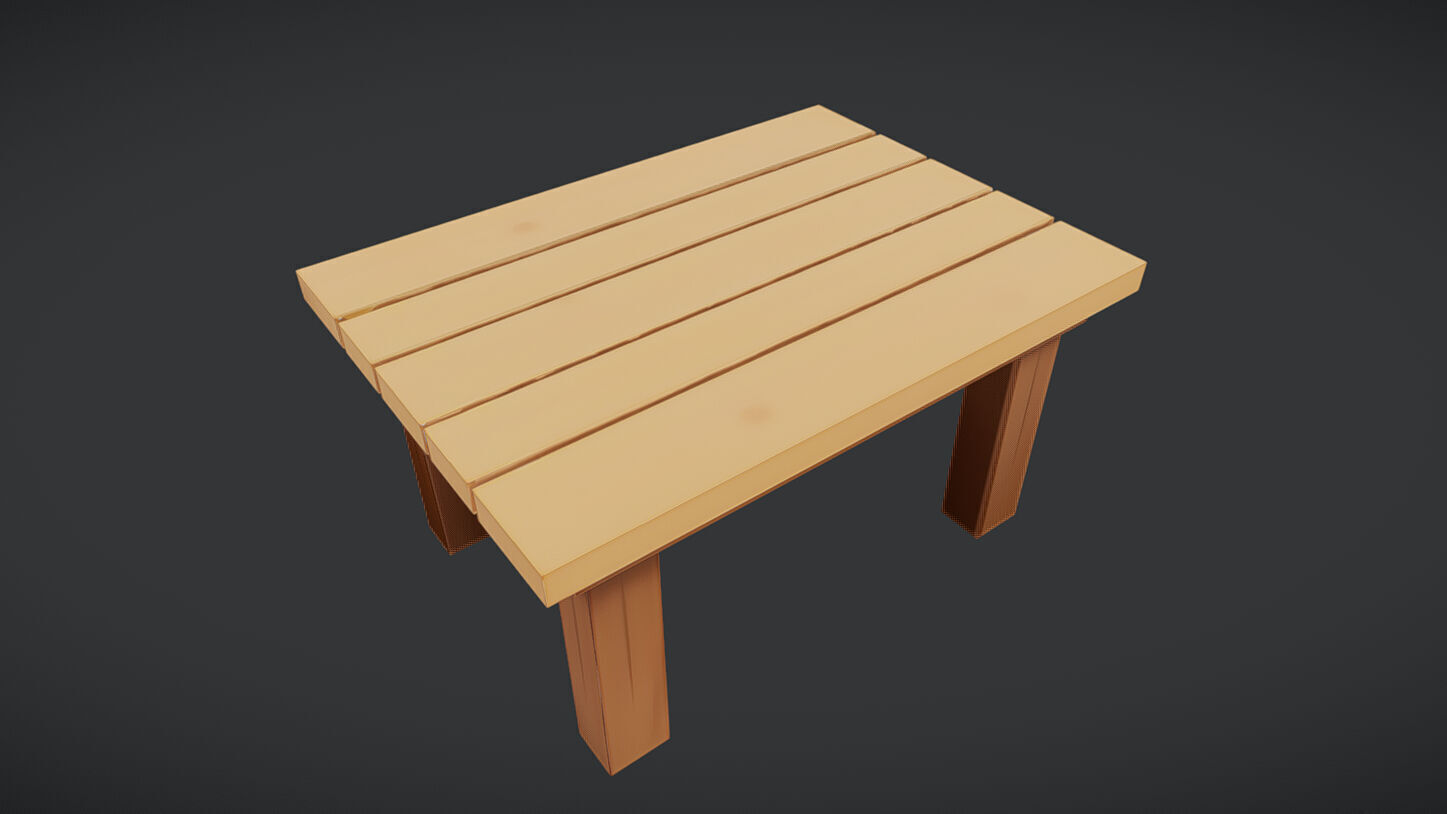 wooden coffee table 3D model_1