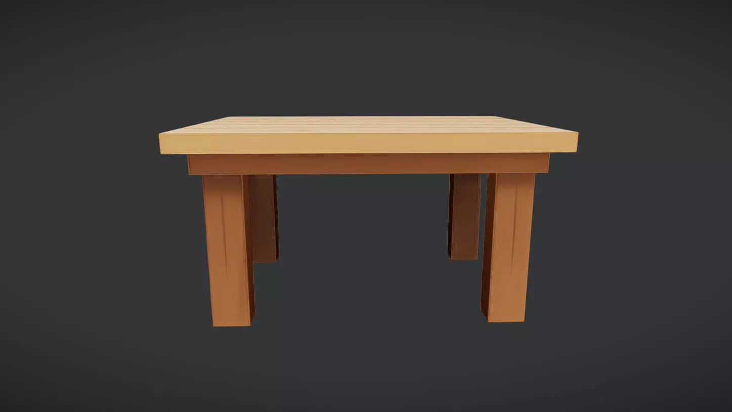 wooden coffee table 3D model_0