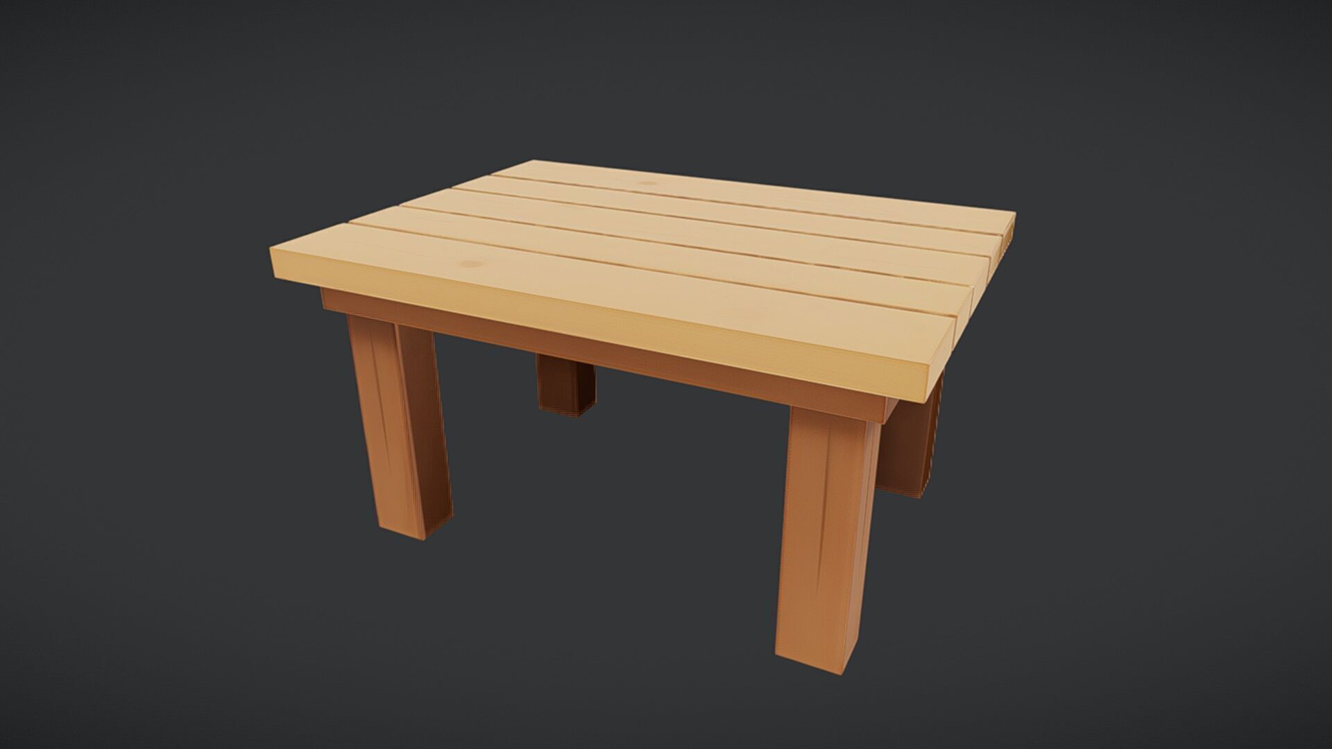 wooden coffee table 3D model_5