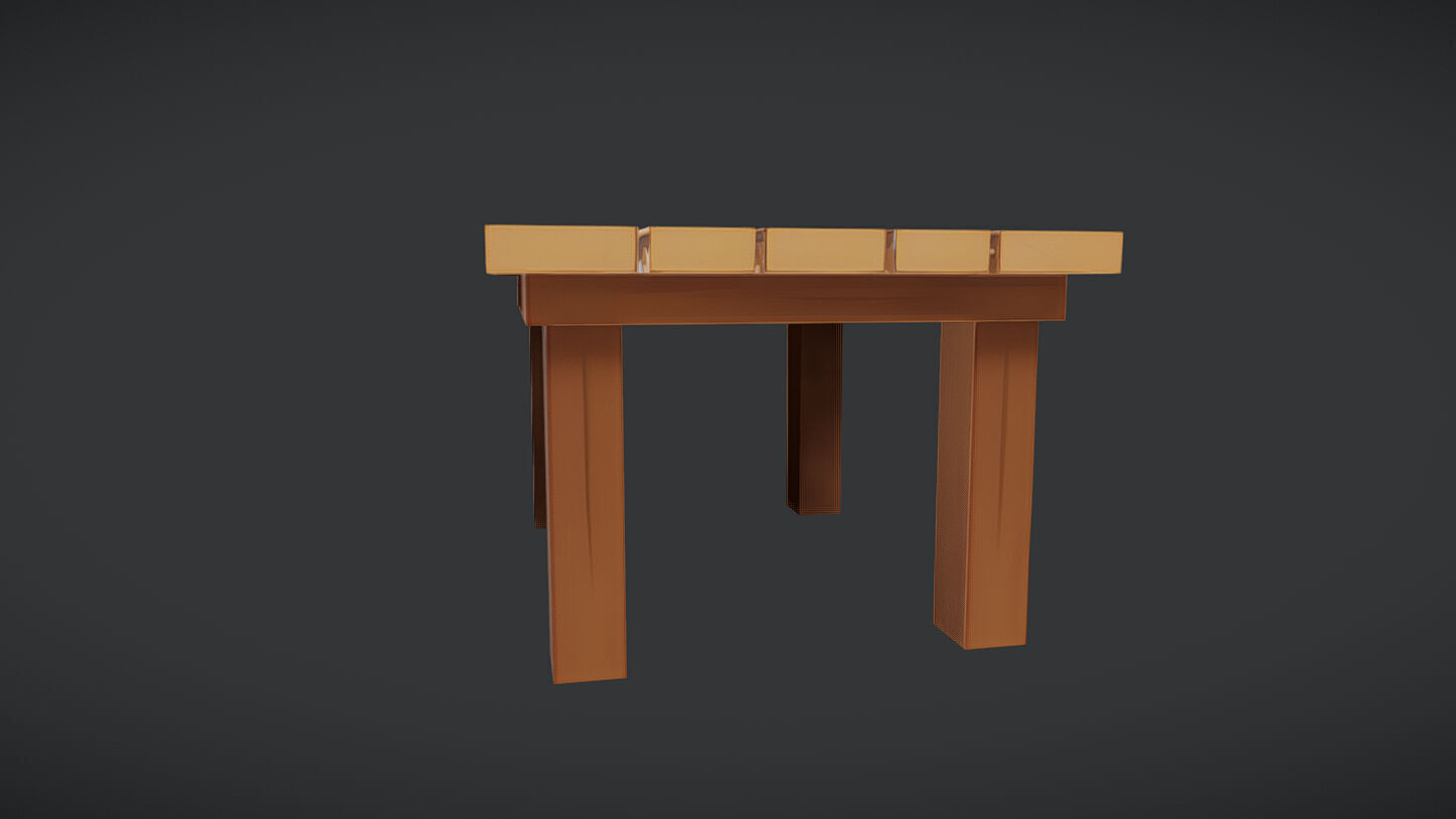 wooden coffee table 3D model_2