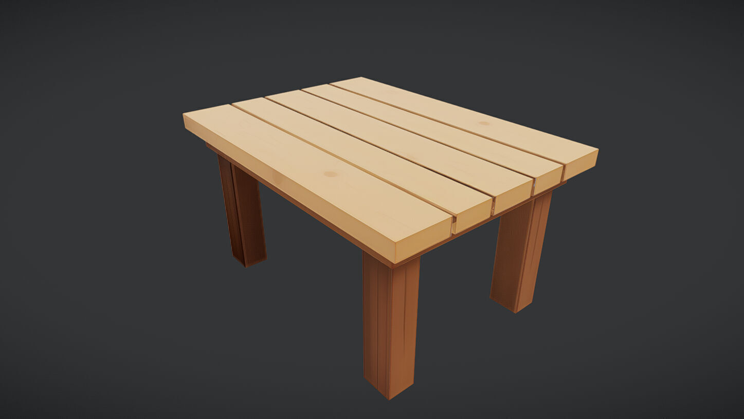 wooden coffee table 3D model_3