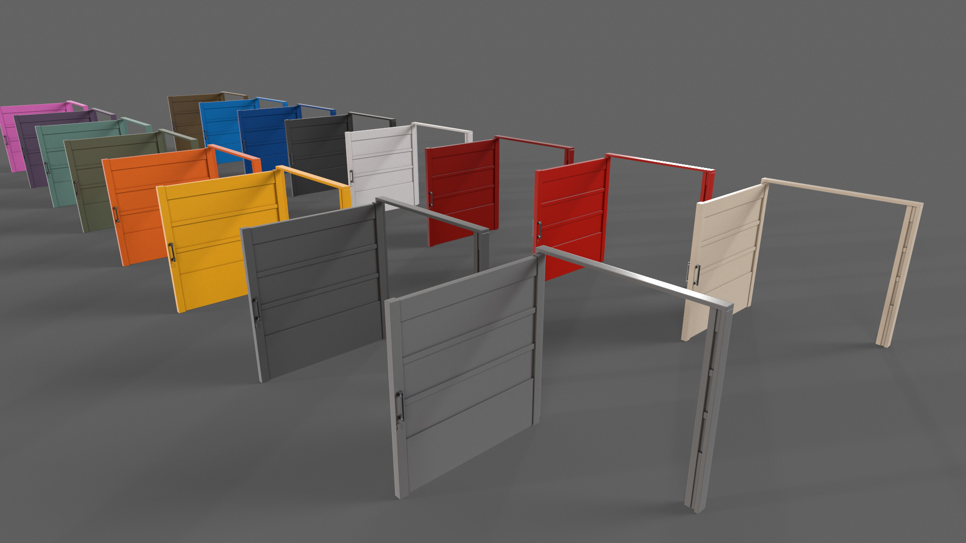 PBR Metal Gate B2 Low-poly 3D model_7
