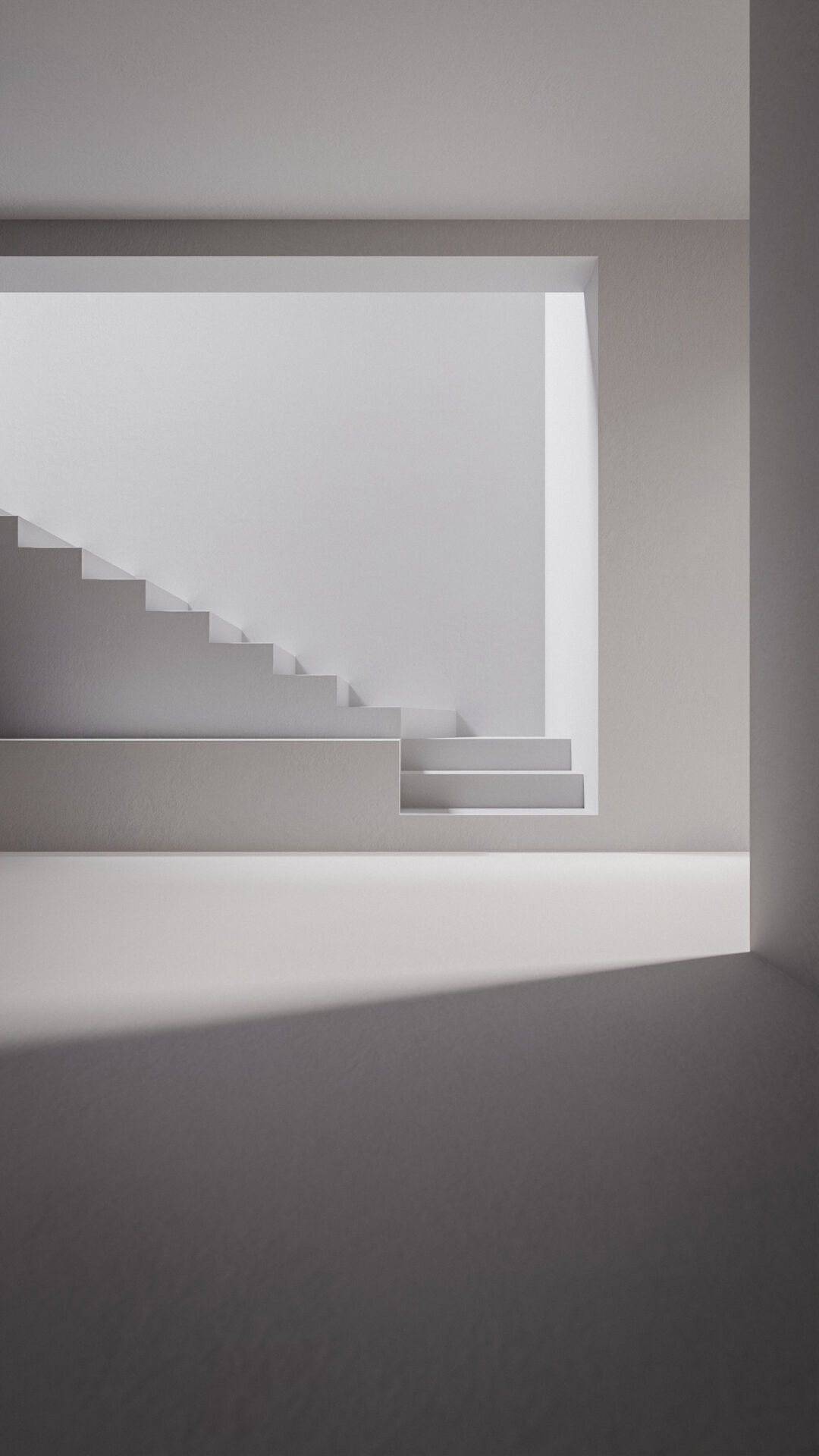 Staircase in white room Low-poly 3D model_6