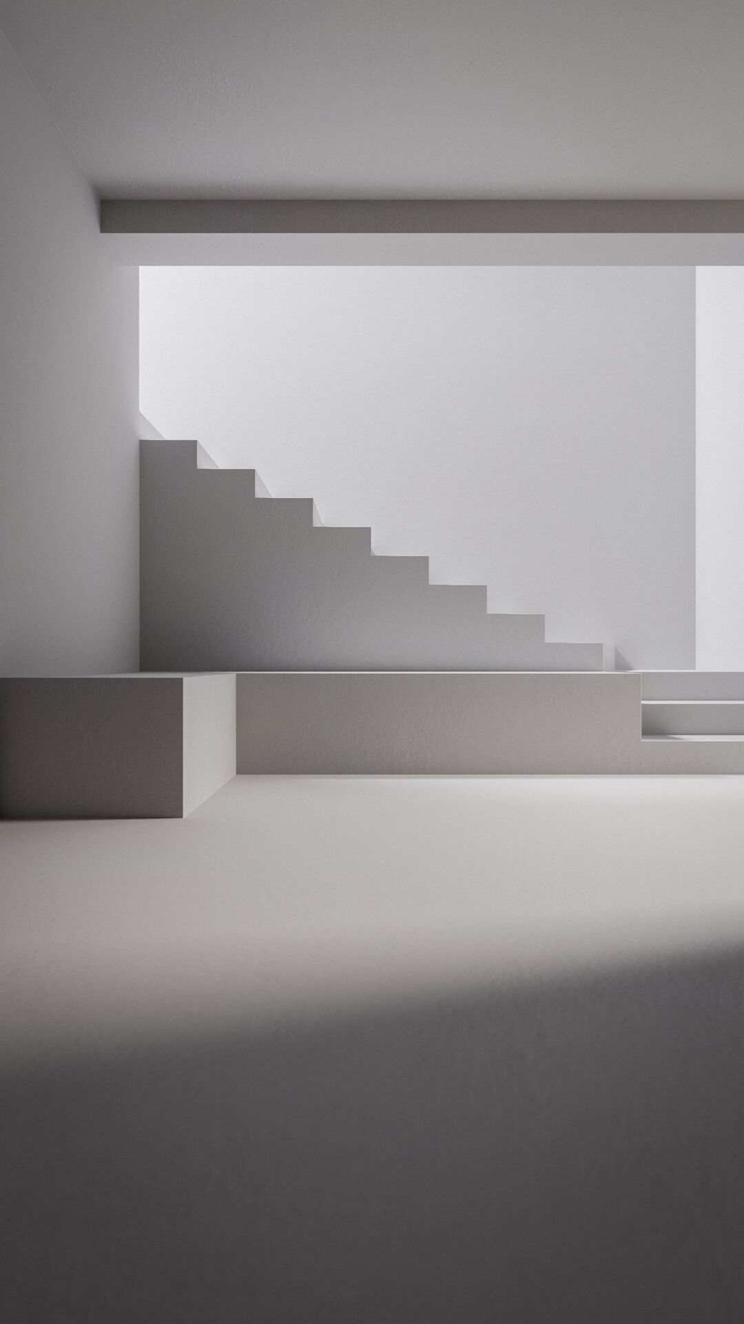 Staircase in white room Low-poly 3D model_5