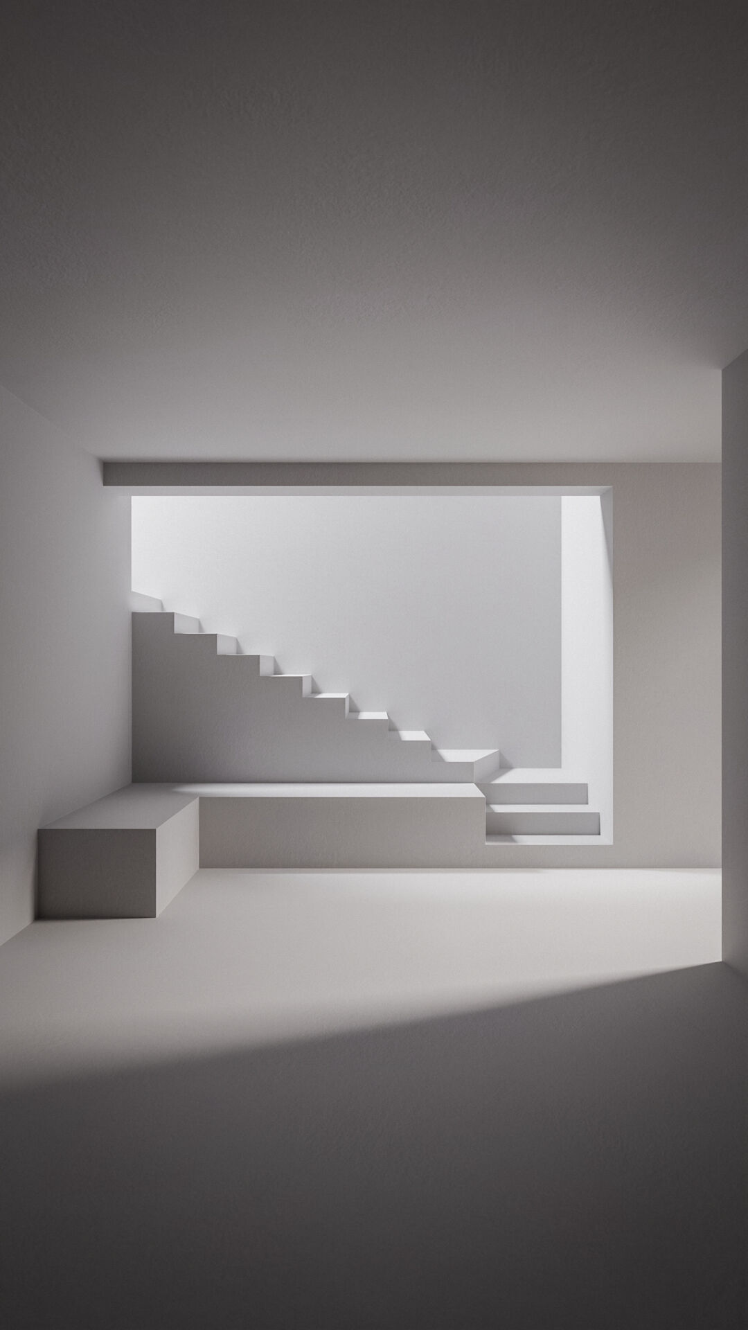 Staircase in white room Low-poly 3D model_4