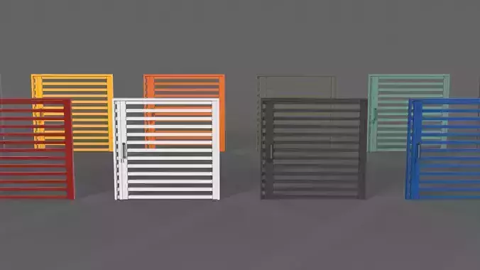 PBR Metal Gate B4 Low-poly 3D model