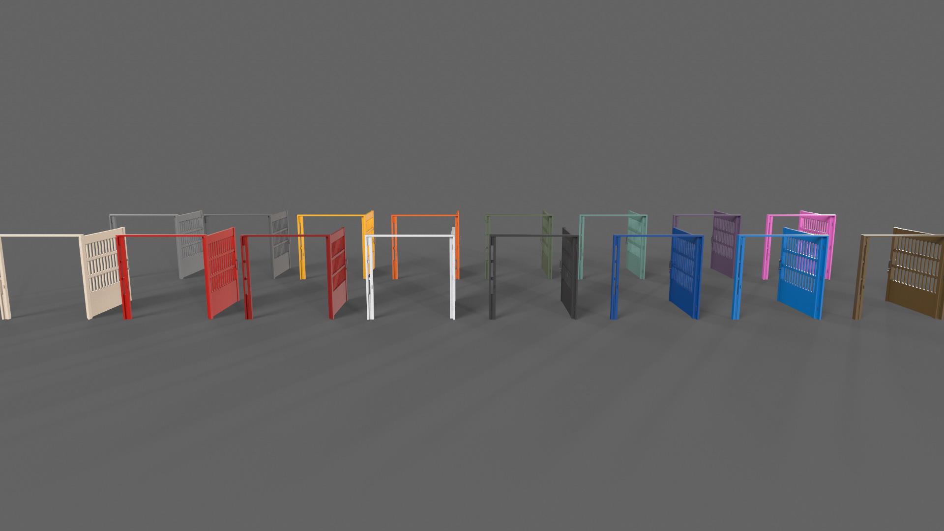 PBR Metal Gate B5 Low-poly 3D model_3