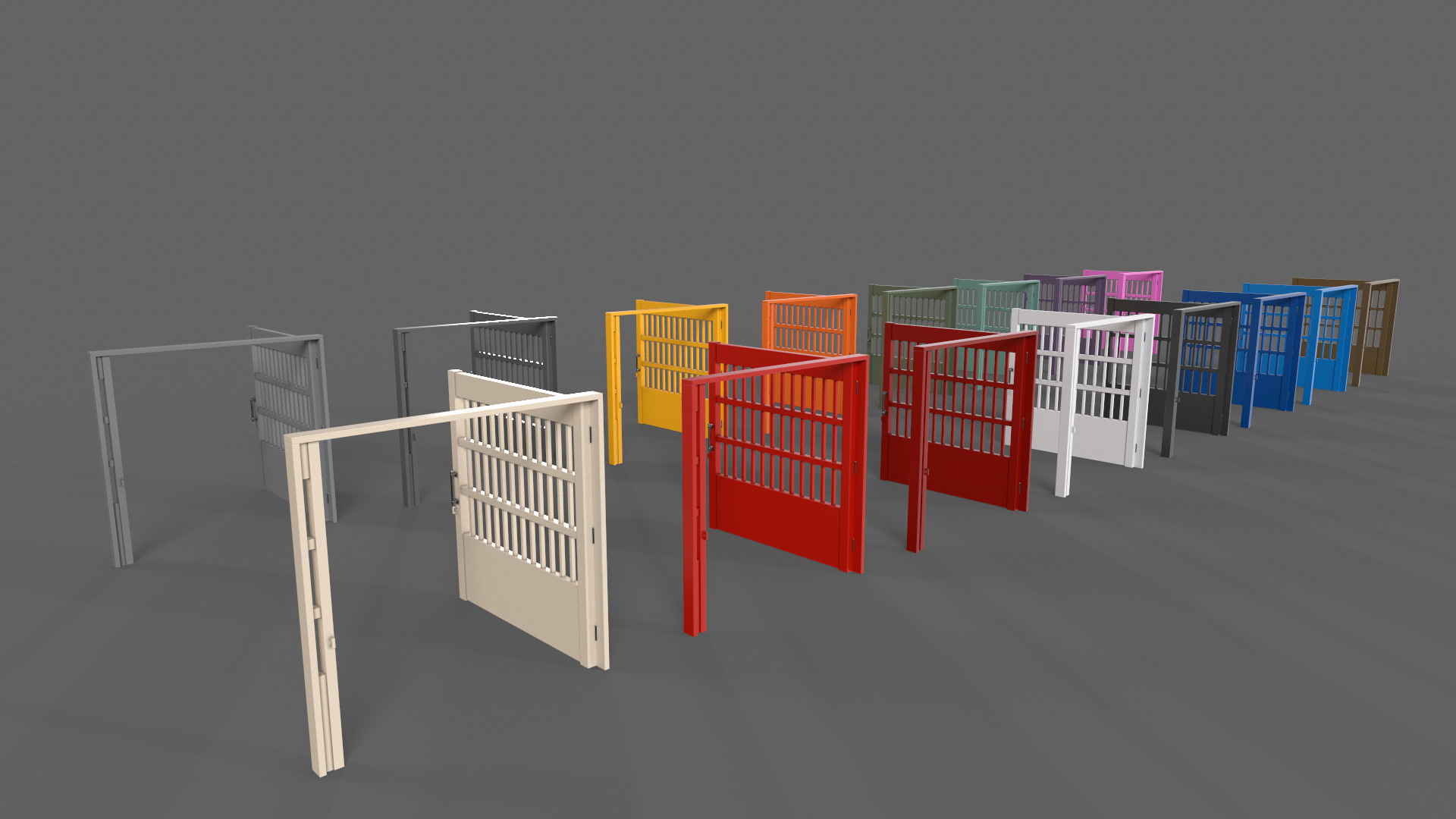 PBR Metal Gate B5 Low-poly 3D model_5