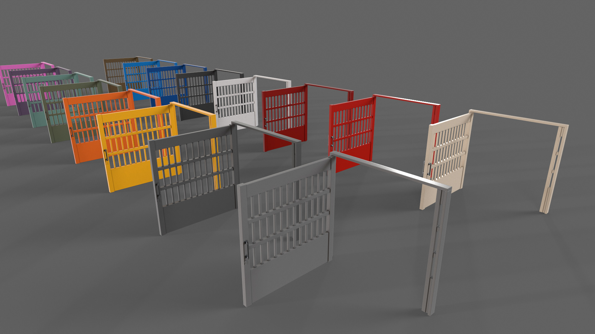 PBR Metal Gate B5 Low-poly 3D model_7