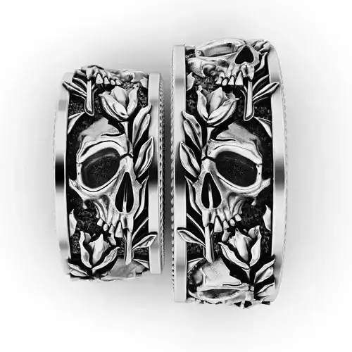 Skull Roses Gothic Ring 3D print model