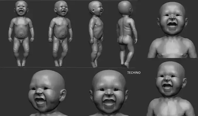 realistic smiling baby 3d print
