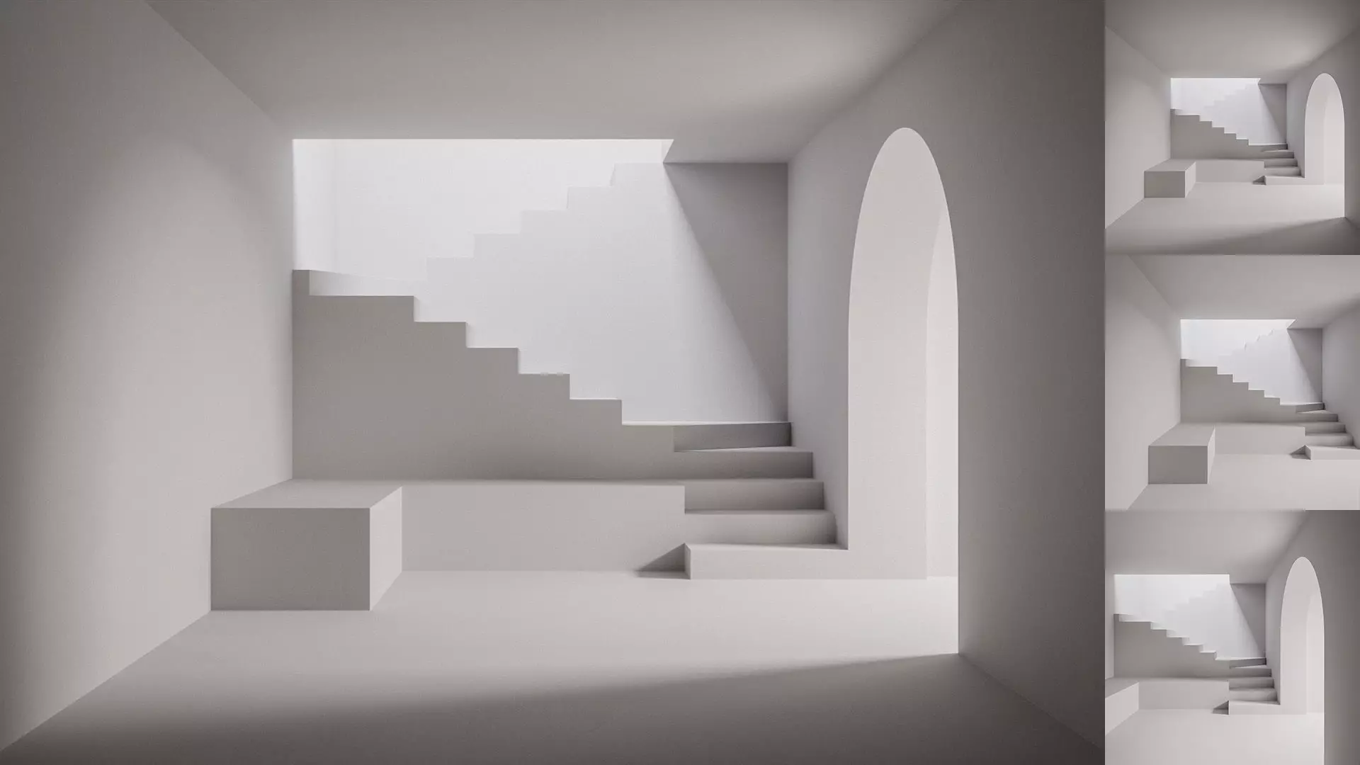Staircase in white room II 3D model