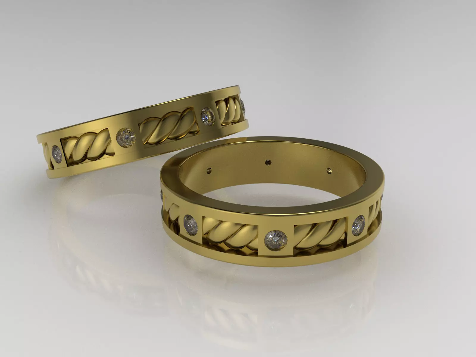 engagement ring rope with diamonds sz 17 3D print model