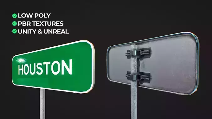 Houston City Road Sign 3D Model