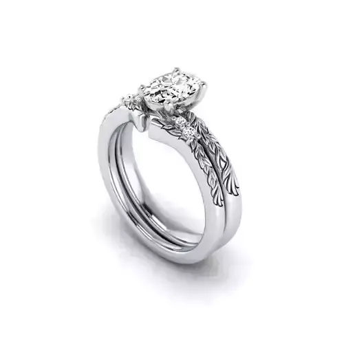   Floral Engagement Ring with wedding band for Women  7