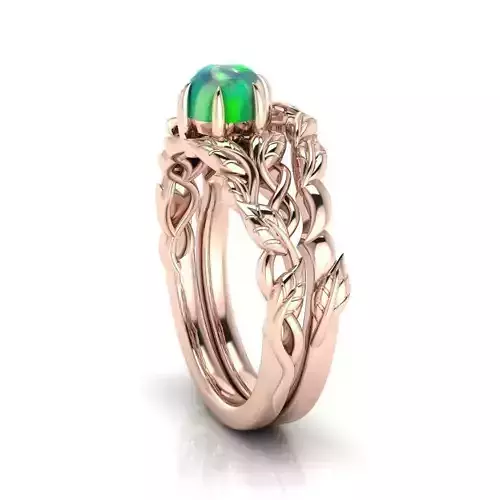 Floral Engagement Ring with wedding band for Women 9