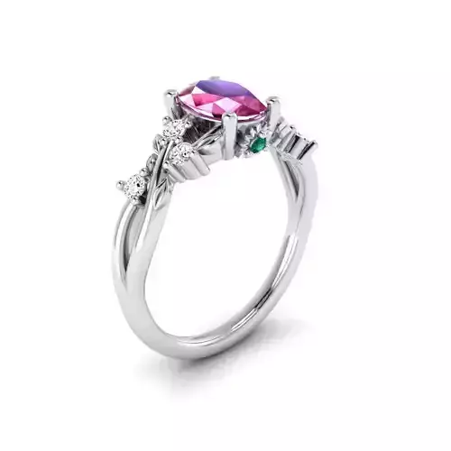  Floral Engagement Wedding Ring for Women 8 3D print model