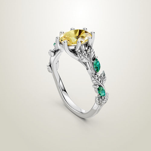 Floral Engagement Wedding Ring for Women 9 3D print model