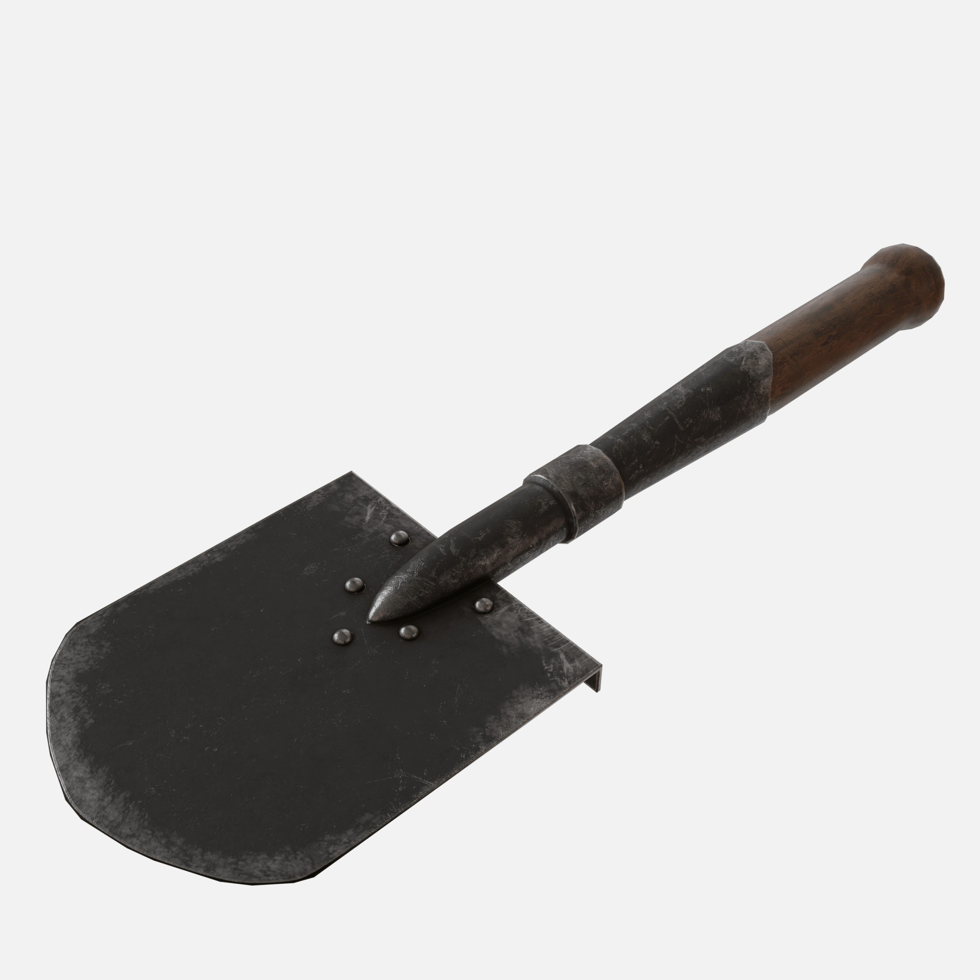 Sapper shovel  Low-poly 3D model_1