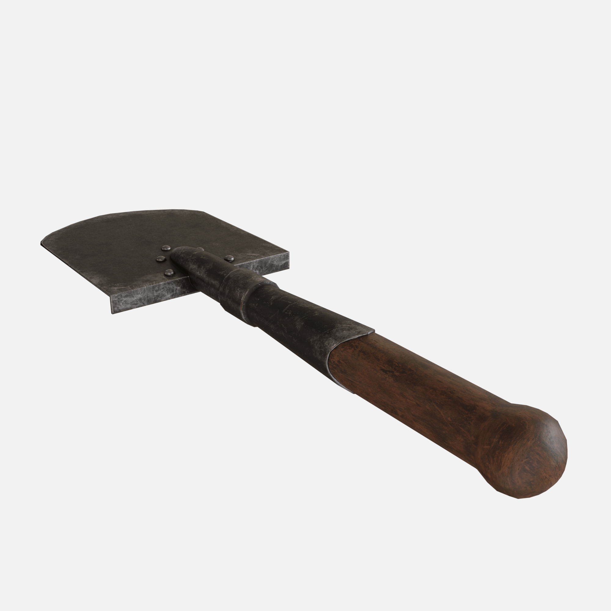 Sapper shovel  Low-poly 3D model_3
