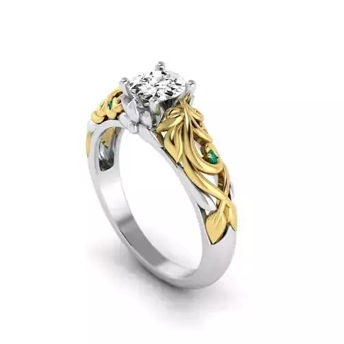  Floral Engagement Wedding Ring for Women 10 3D print model