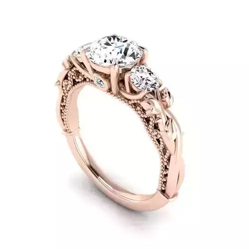  Floral Engagement Wedding Ring for Women 11 3D print model
