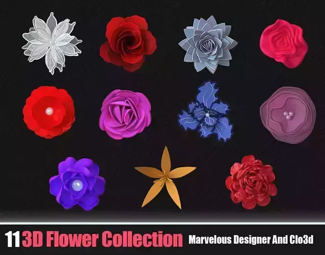 11 Flowers Collection in Marvelous Designer 