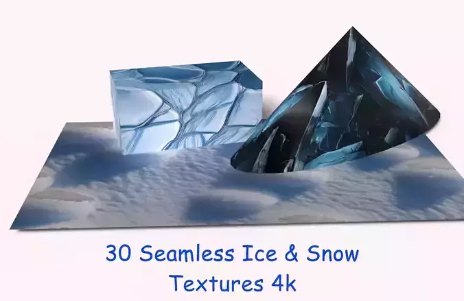30 Seamless Photorealistic PBR Ice and Snow Textures 4k - Bundle