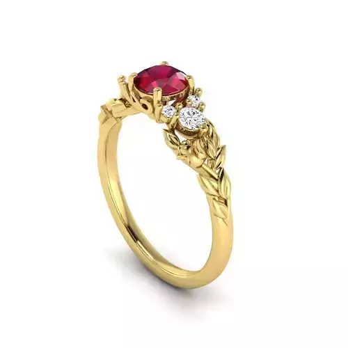 Floral Engagement Wedding Ring for Women 12 3D print model