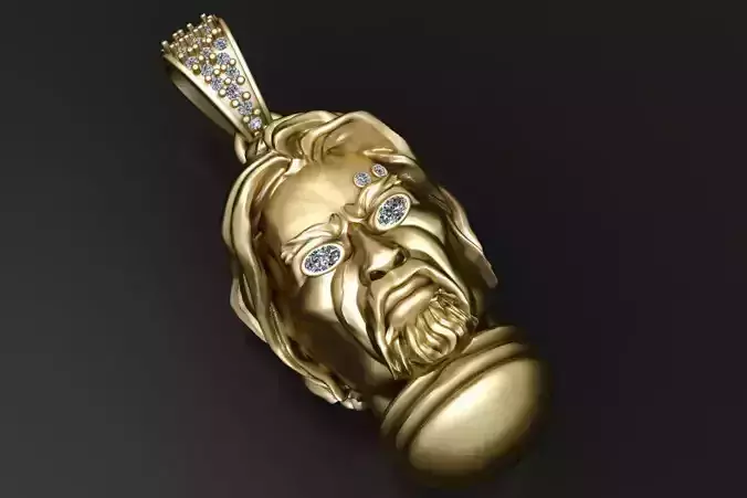 GOLDEN FACE PENDANT 3D PRINTABLE MODEL 