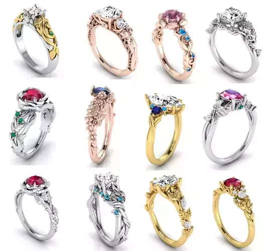 12 Floral Engagement Wedding Rings for Women