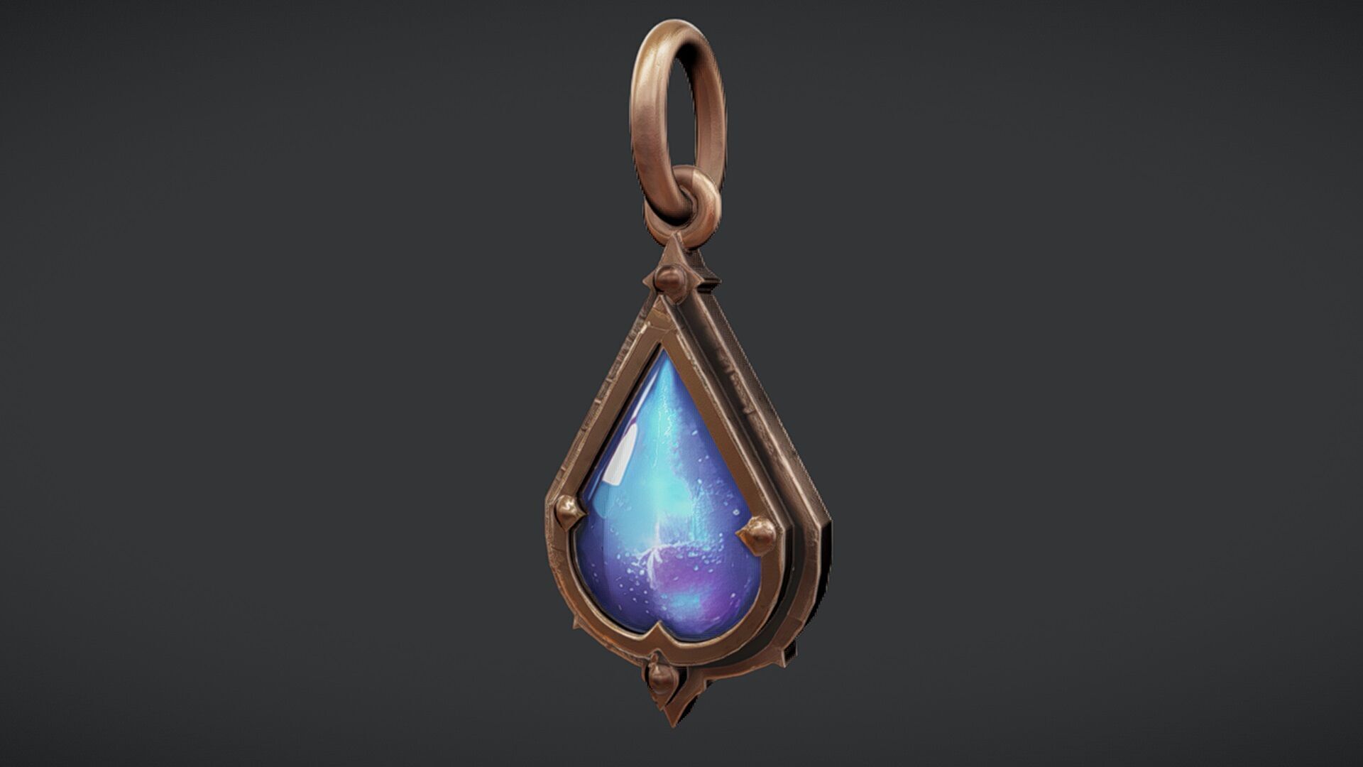 ornate teardrop-shaped pendant 3D model_4