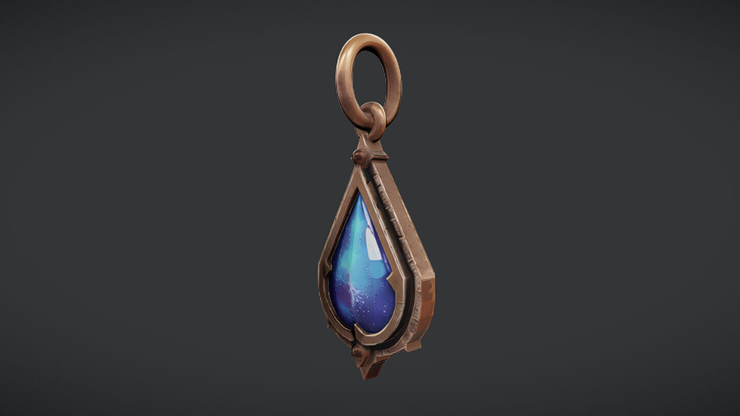ornate teardrop-shaped pendant 3D model_2
