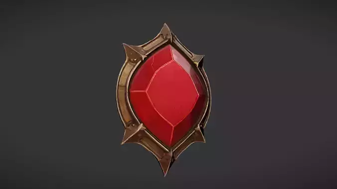 ornate red gemstone shield
