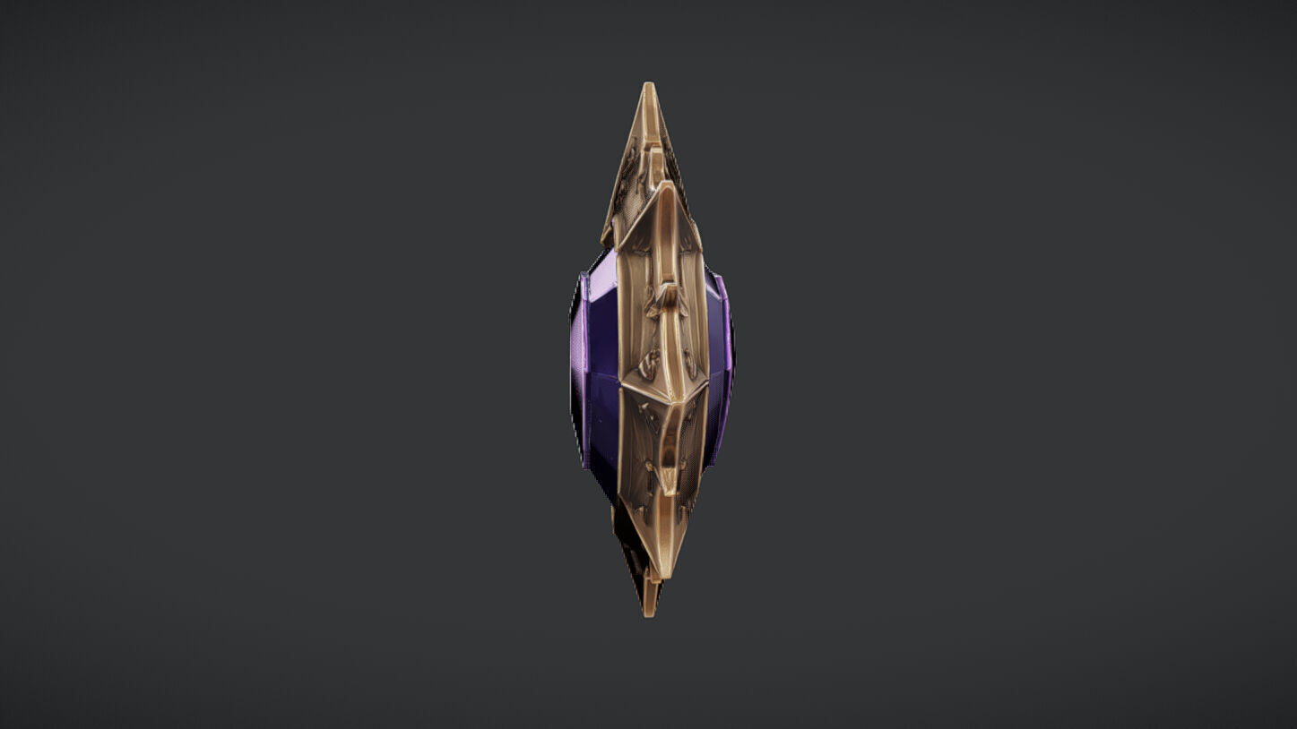ornate purple gemstone pendant 3D model_2